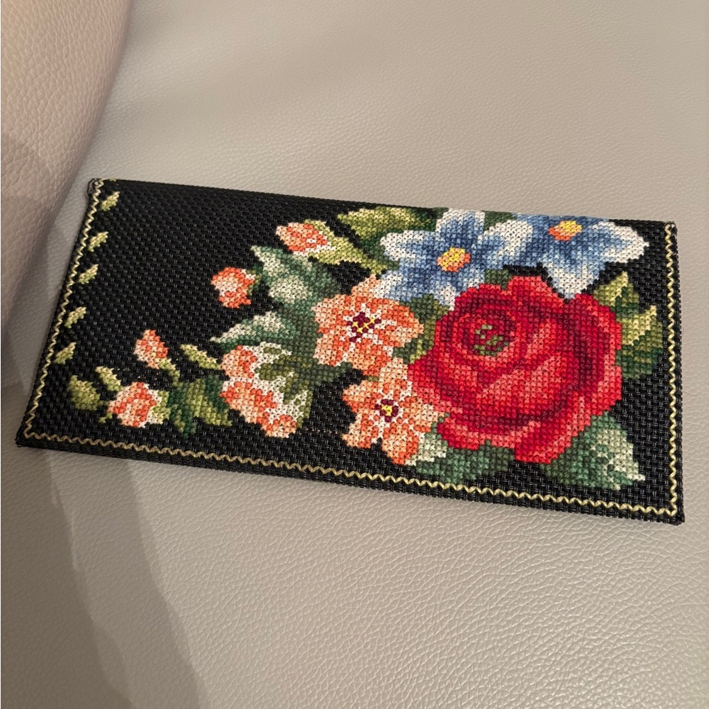 Handmade embroider cross stitch wallet